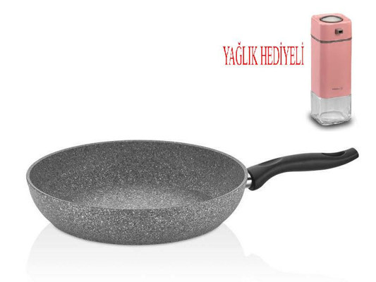 Altabi Falez Granit Tava 26 CM ve Cam Yağdanlık