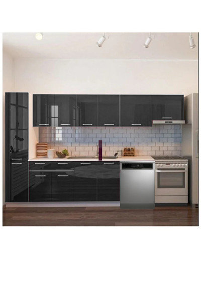 T Designo Tiran Hazır Mutfak Dolabı Kiler Dahil -320cm-Beyaz Laminat Tezgah Dahil-Bulaşık Makinesi Yeri Mevcut