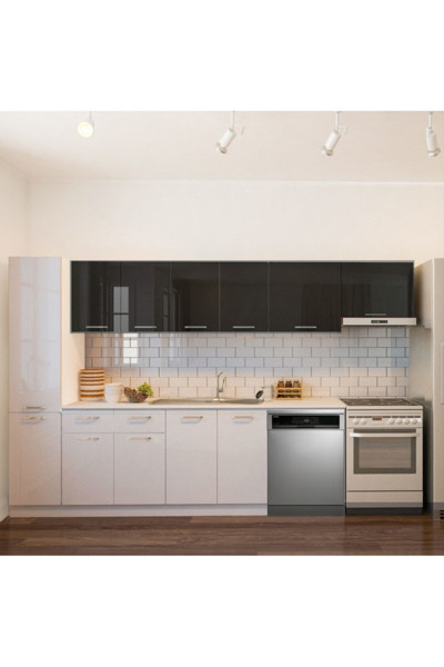 T Designo Tiran Hazır Mutfak Dolabı Kiler Dahil -320cm-Beyaz Laminat Tezgah Dahil-Bulaşık Makinesi Yeri Mevcut