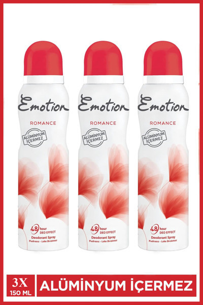 Mbb E-Ticaret 3 Adet Emotion Romance Kadın Vegan Deodorant 150 Ml Hızlı Kurur, Leke Bırakmaz