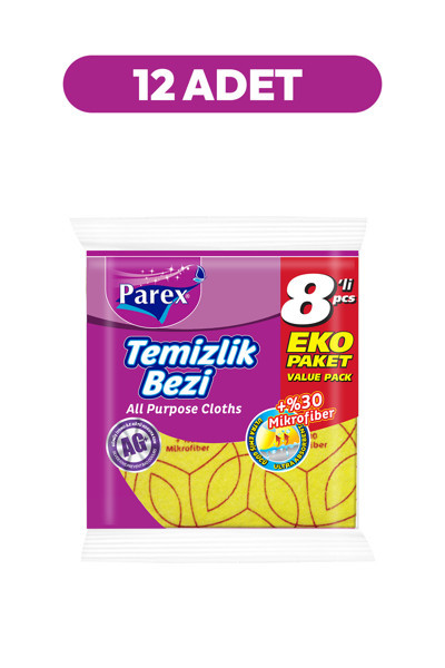 Parex Yüzde 30 8'li Mikrofiber Temizlik Bezi Onikili Paket