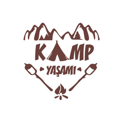Kamp Yaşamı Araba Sticker 17x17 Cm Kahverengi