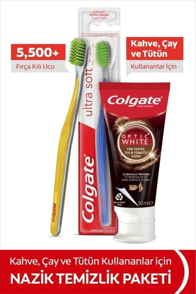 Optic White Kahve,Çay 50ml Diş Macunu + Ultra Soft Yumuşak Diş Fırçası