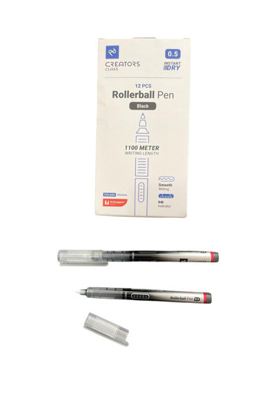 Mikro Creators Rollerball 0,5 Siyah İğne Uçlu Kalem ( 12 'Li Paket ) 1100 Metre Yazma Uzunluğu