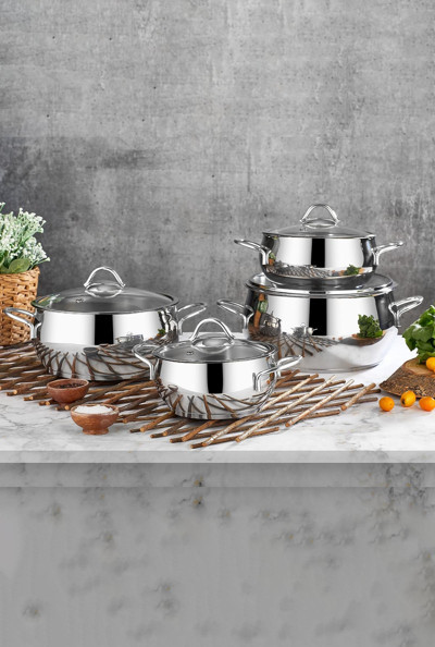 Polochef Pro Line 18/10 Paslanmaz Çelik Tencere Seti 8 Parça Silver