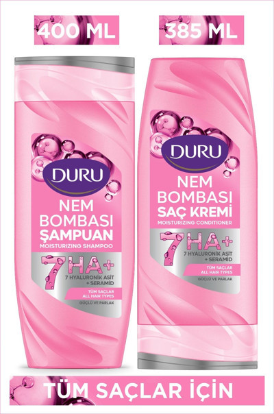 Duru Nem Bombası Tüm Saçlar İçin Şampuan 400 Ml & Saç Kremi 385 Ml