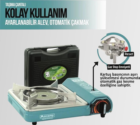 Orcamp CK-508 Orcamp Seramik Tekli Portatif Kamp Ocak Gaz Stop Emniyetli