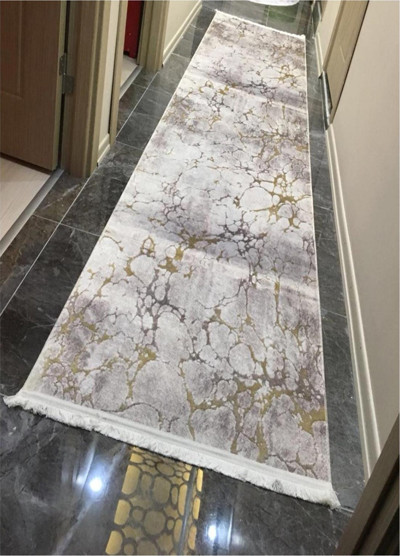 Sty Home Duvar Kaymaz Tabanlı Yıkanabilir Halı Kilim Yolluk Gri Kahve