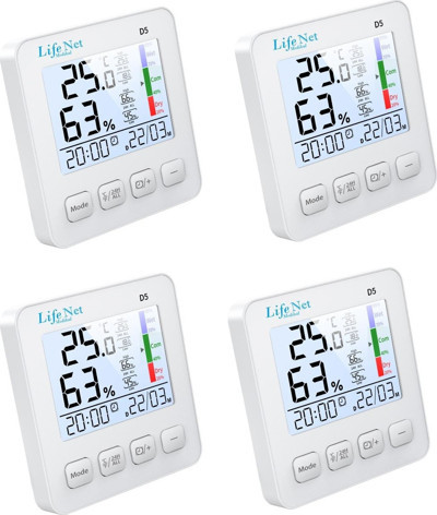 Life Net Medikal D5 Mini İç Mekan Dijital Isı Ve Nem Ölçer Dış Sıcaklık Termometre 4 Adet