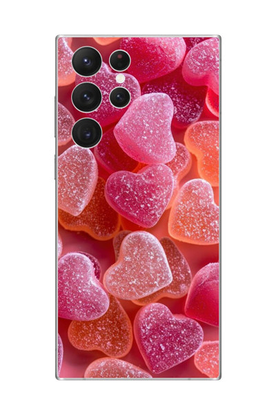 Dali Design Samsung Galaxy S22 Ultra Uyumlu Şeffaf Kılıf Şeker Tasarımlı