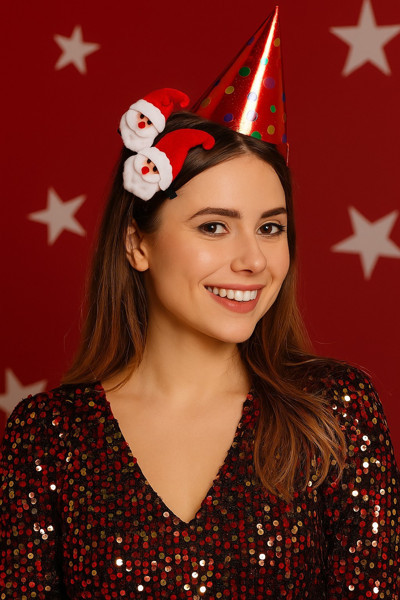 Toyfest Yılbaşı Temalı Noel Baba Figürlü Saç Tokası Seti Parti Aksesuarı Hediyelik Süsleme - MODEL 2
