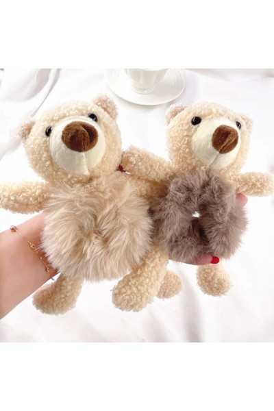 Mutlu Bi Dünya 1 Adet Peluş Ayıcık Toka Tüylü Simit Toka Topuz Tokası