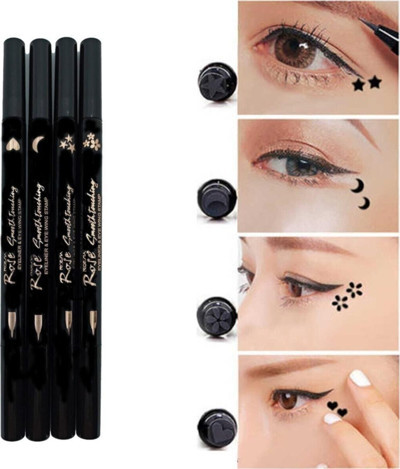 Roesia Rose Cosmetics Çift Taraflı Ay - Yıldız - Kalp Ve Çiçek Desenli Kalem Eyeliner 4 Adet