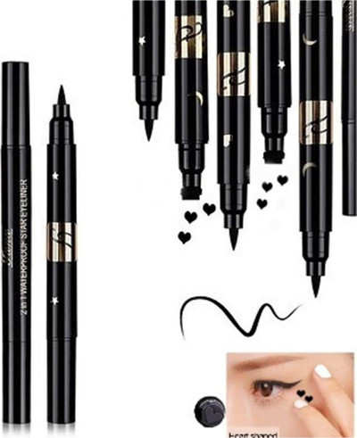 Halvey Çift Taraflı Kalp Ve Yıldız Desenli Kalem Eyeliner 2 Adet