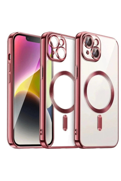 Butik iPhone 13 Kılıf Kross Magneticsafe Kapak - Kırmızı-(5796)