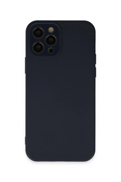 Butik iPhone 12 Pro Max Kılıf Lansman Glass Kapak - Lacivert-(5796)
