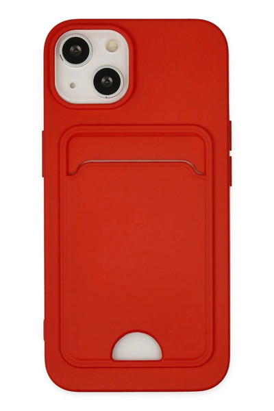 Butik iPhone 14 Plus Kılıf Kelvin Kartvizitli Silikon - Kırmızı-(5796)