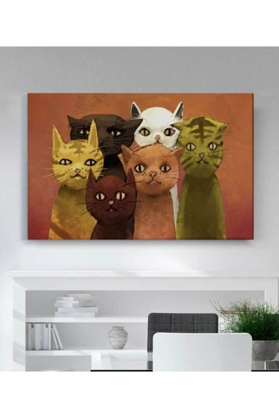 MonoStella Renkli Kedili Dekoratif Kanvas Tablo