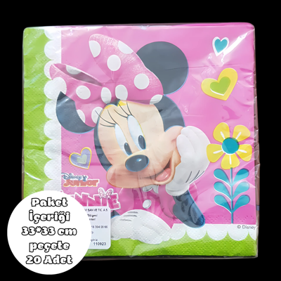 Deniz Parti Minnie Mouse Baskılı Peçete 33*33 cm 20 Adet