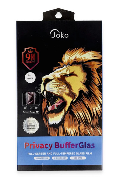 Butik iPhone 15 Pro Max Buffer Hayalet Cam Ekran Koruyucu - Siyah-(5796)