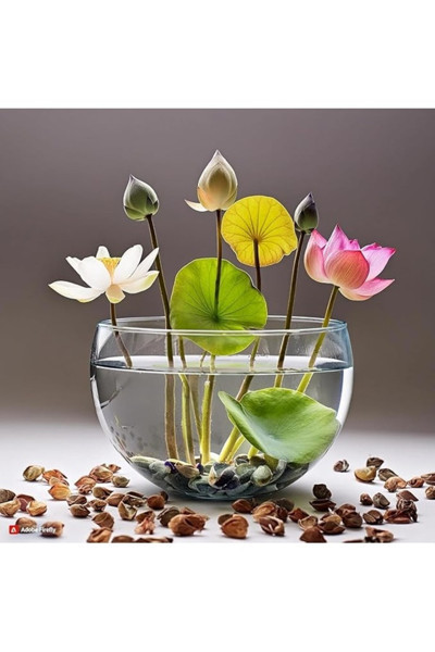 Köy Tohumları 10 Adet Tohum Nadir Bulunan Kutsal Kase Lotus Çiçeği Tohumu Rengarenk Lotus Tohumu Hediye Tohumlu