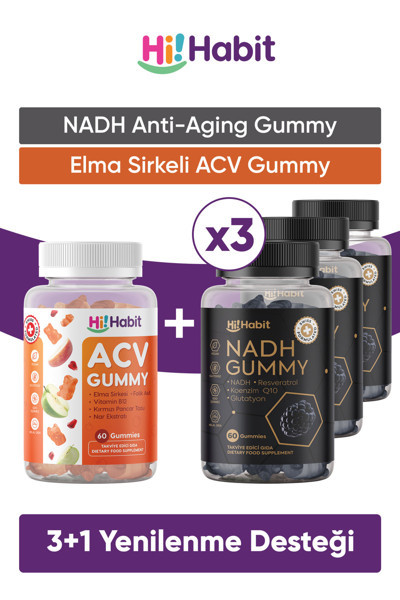 Hi Habit Nadh Koenzim Q10 - Acv Elme Sirkesi Gummy Takviye Edici Gıda Seti