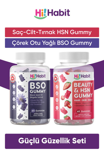 Hi Habit Hsn Saç, Cilt Ve Tırnak Vitamini - Bso Çörek Otu Yağı Takviye Edici Gıda Seti