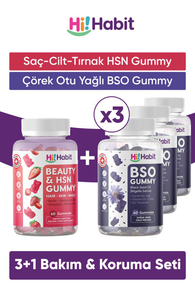Hi Habit Hsn Saç, Cilt Ve Tırnak Vitamini - Bso Çörek Otu Yağı Takviye Edici Gıda Seti
