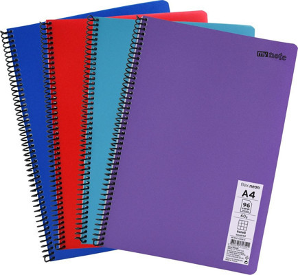 Mynote Flex Neon A4 Defter 96 Yaprak 2 Kareli 2 Çizgili Defter Seti
