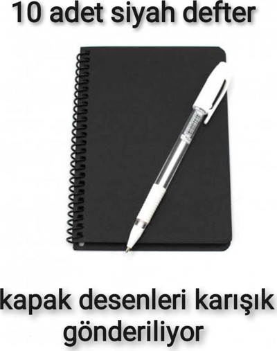 Mekafix 10'Lu Siyah Defter Ve 10 Adet Beyaz Kalem