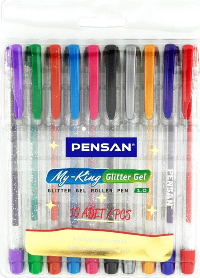 Pensan 2227 My-King Simli Jel Tükenmez Kalem 1,0 Mm (10 Renk Set) Pe02227Jk00S10