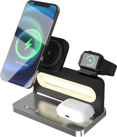 S-Link Sw-Cwf120 Siyah Telefon Kulaklık Akıllı Saat 15W 3 İn 1 Magsafe Kablosuz Şarj Cihazı