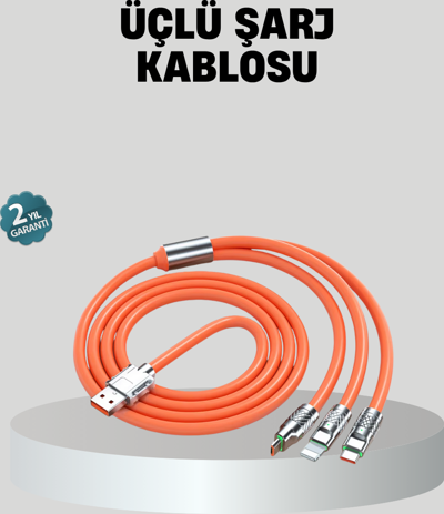 ÜÇLÜ Şarj Kablosu – Yüksek Hızlı, Dayanıklı ve Uzun Ömürlü