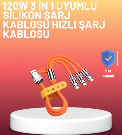 120W Şarj Destekli 3’ü 1 Arada Çoklu Şarj Kablosu – 1.2 Metre