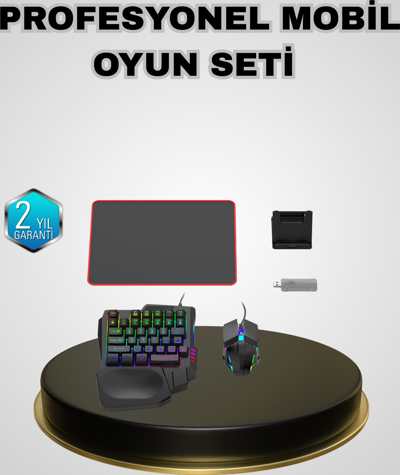 Mobil Gaming Set Klavye + Mouse + Dönüştürücü 5’li Paket Yüksek DPI Bluetooth
