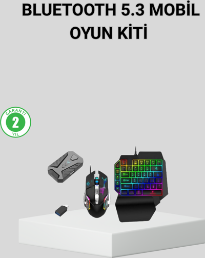 5in1 Mobil Oyun Kiti Bluetooth 5.3 Mini RGB Klavye Mouse Dönüştürücü Seti