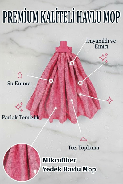 Mikrofiber Pembe Mop Paspas Yedek Ucu 1 Adet Kaliteli Mikrofiber Parke Mermer Seramik Fayans Paspas Laminant Temizlik