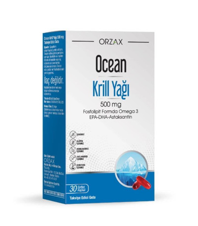 Orzax Ocean Krill Oil Balık Yağı İçeren Takviye Edici Gıda 30 Kapsül