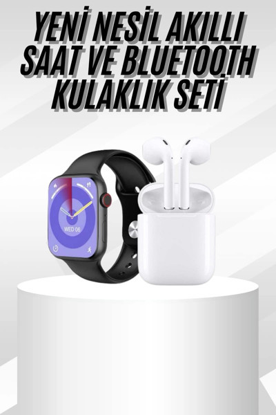 Butik Yeni Nesil Akıllı Saat Ve Kulaklık Seti Gümüş Kasa Zarif Tasarım Çok Fonksiyonlu