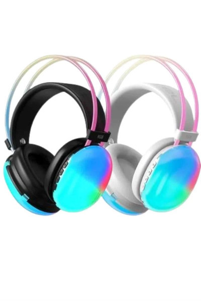 Butik Kulak Üstü Kablosuz Bluetooth Kulaklık Unısex Renkli Işıklı Kulaklık