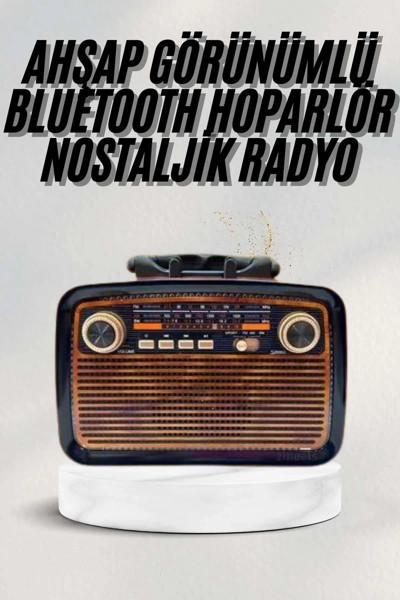 Butik Bluetooth Hoparlör Ahşap Renk Vintage Işıklı Nostaljik Radyo Fm Ahşap Görünümlü