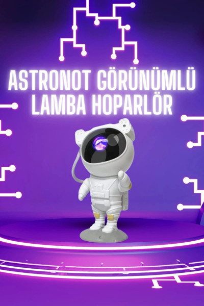 Butik Astronot Şeklinde Bluetooth Hoparlör Gökyüzü Kumandalı Aydınlatma Lamba