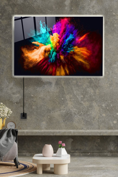 Ne Verelim Size Led Aydınlatmalı Renkli Toz Bulutu Cam Tablo, Dekoratif Cam Tablo