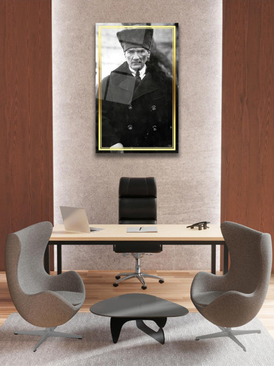 Ne Verelim Size Mustafa Kemal Atatürk Cam Tablo, Siyah Beyaz, Ev, Ofis Ve Okul Duvar Dekoru, Hediyelik, Büyük Tablo