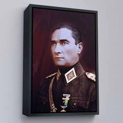 Ne Verelim Size Çerçeveli Atatürk Portre Tablosu Mustafa Kemal Atatürk Dikdörtgen Dekoratif Kanvas Tablo-67