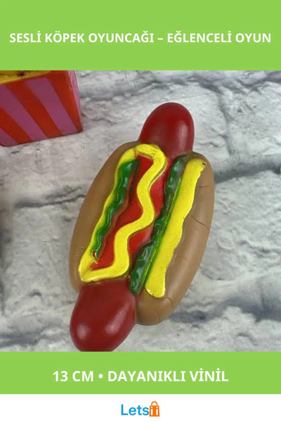 Letsii Sesli Hot Dog Şeklinde Eğlenceli Köpek Oyuncağı