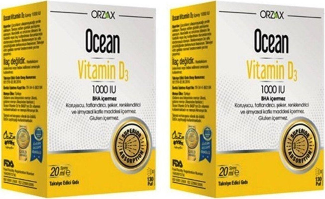 Orzax D3 Vitamini Ocean Vitamin D3 1000 Iu Sprey 20 ml 2 Adet