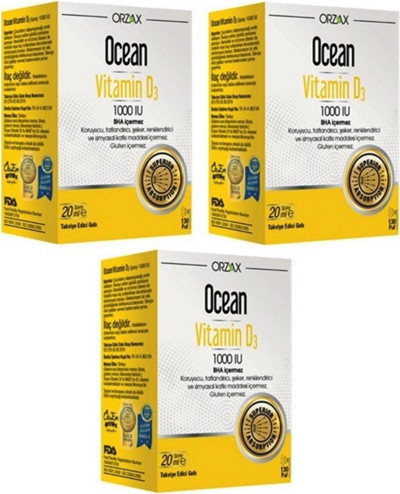 Orzax D Vitamini Desteği - Vitamin D3 1000 Iu Sprey 20 Ml X3 Adet