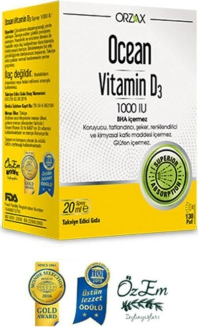 Orzax Ocean Vitamin D3 1000 Iu Sprey 20 ml