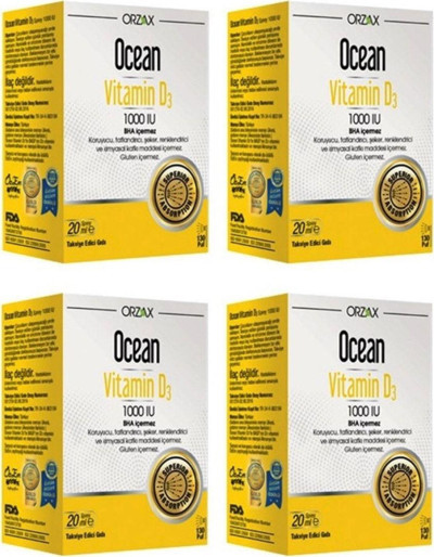Orzax D3 Vitamin Seti Vitamin D3 1000 Iu Sprey 20 Ml X4 Adet